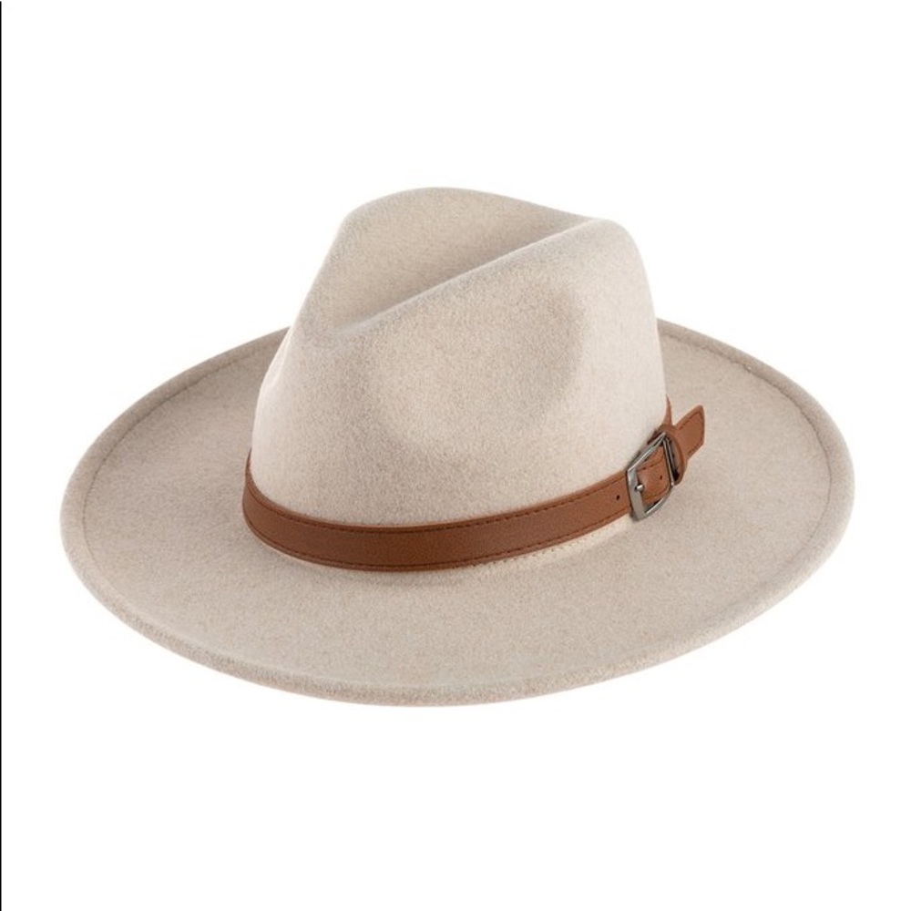 LIGHT BROWN FASHION HAT WITH LEATHER BELT …